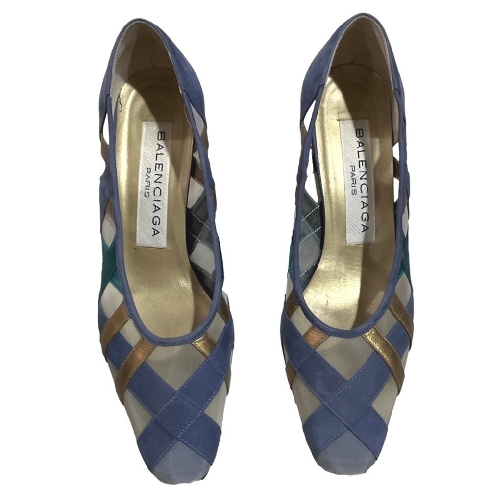 Balenciaga 36 (US 5.5) Vintage Suede And Mesh Pumps Heels Lavender - Picture 3 of 9